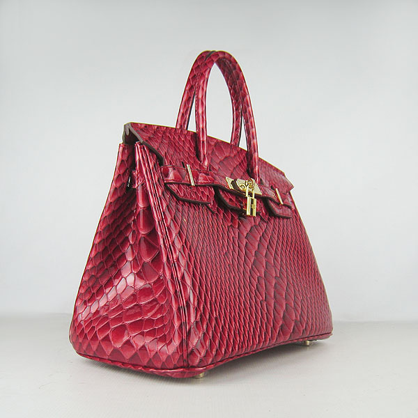 Replica Hermes Birkin 30CM Fish Veins Leather Bag Dark Red 6088 On Sale